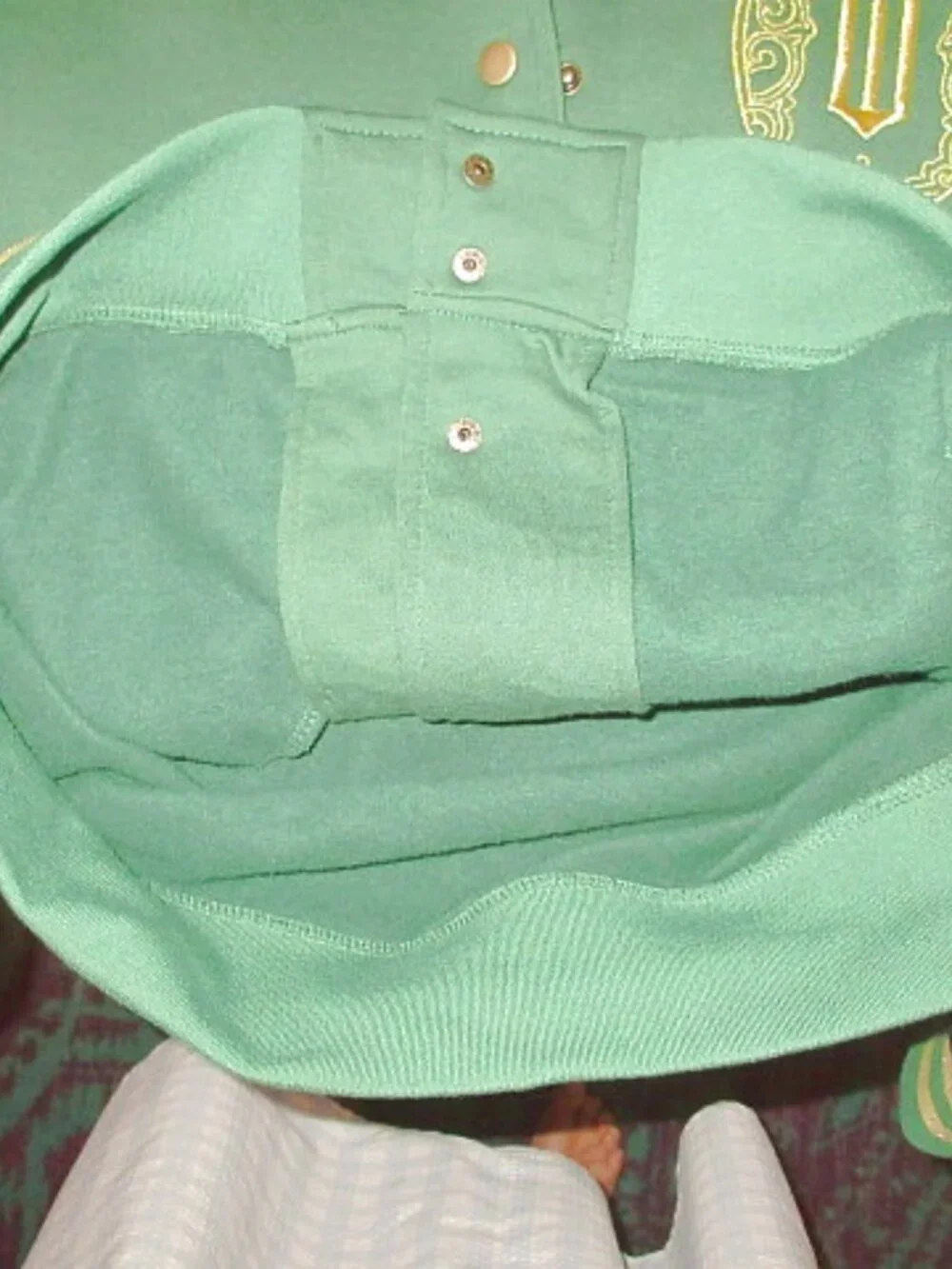 Wicked Emerald City Bomber Jacket Size M Glitter Embroidered Oversized Varsity - Picture 11 of 11